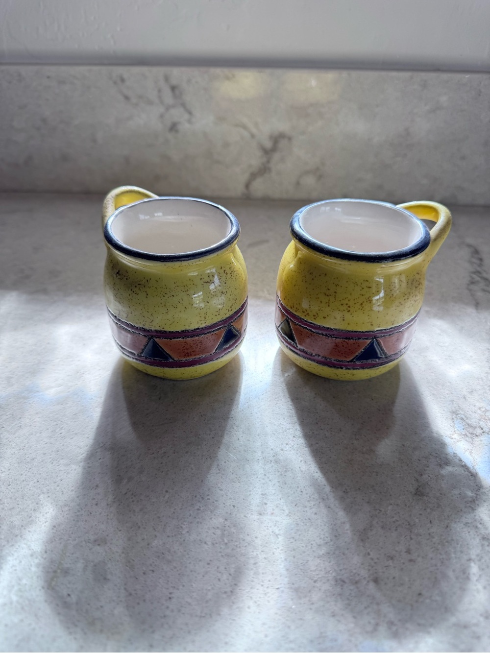 Yellow Ceramic Decorative Speckled hand painted Glaze (Pair)